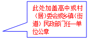 矩形标注: 此处加盖高中或村(居)委会或乡镇(街道)民政部门任一单位公章